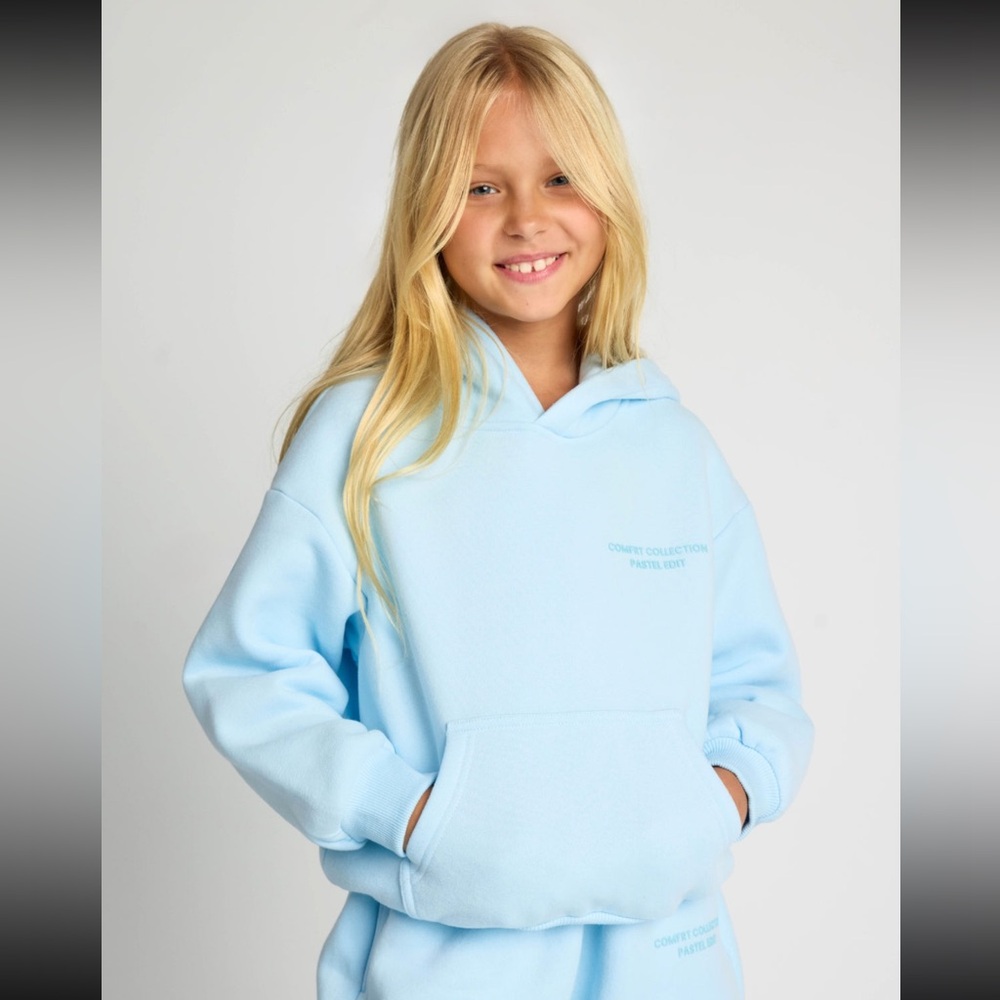 New Comfrt kids pastel baby blue Hoodie size XL